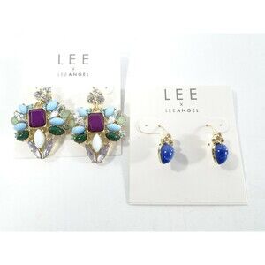LEE by Lee Angel Kaleidoscope Crystal Drop Earrings NWT 70 Navy Drop Earrings